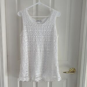 Christopher & Banks White Crochet Detail Top